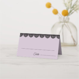 Black Snöre på Soft Lavender Personligt bröllp Placeringskort