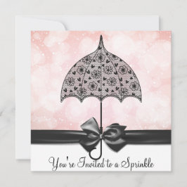 Black Snöre Parbrella Rosa Baby Sprinkle Baby Show Inbjudningar