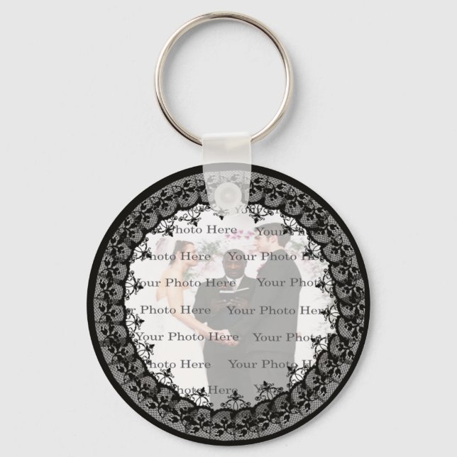 Black Snöre Round Keychain Nyckelring (Framsida)
