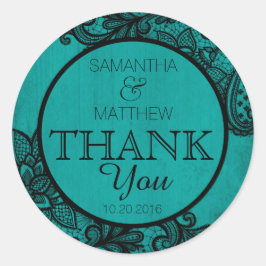 Black Snöre Teal Modern Goth Tack-etikett Runt Klistermärke