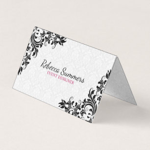 Black Snöre White Damasks Visitkort