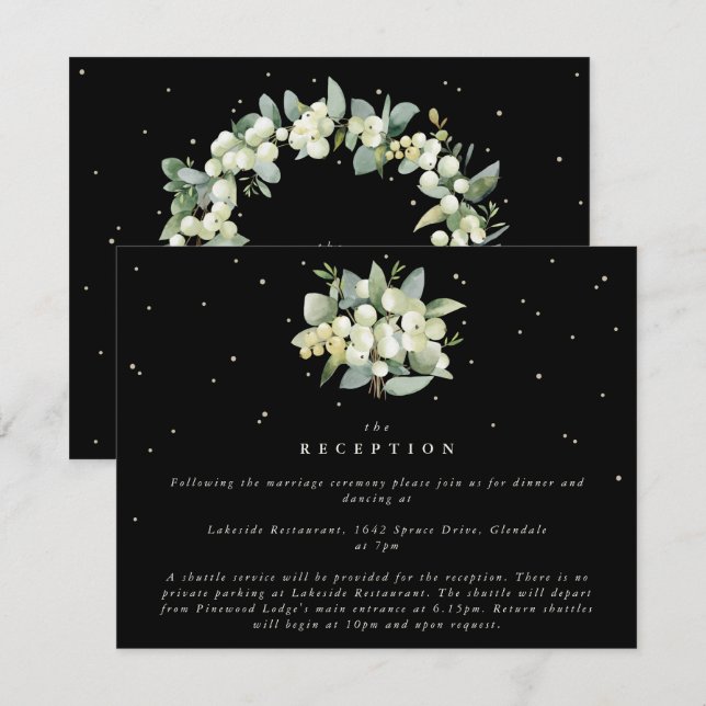 Black Snowberry+Eucalyptus Bouquet Reception Tilläggskort (Fram/baksida)