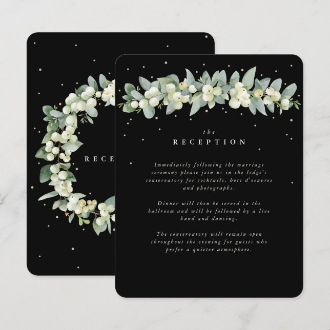 Black Snowberry+Eucalyptus Garland Reception Tilläggskort (Fram/baksida)