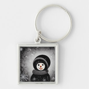 Black Snowdress Snögubbe Fyrkantig Silverfärgad Nyckelring