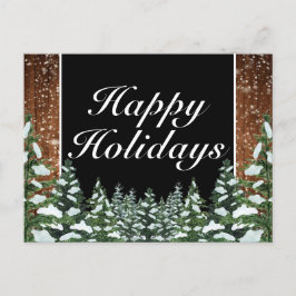 Black Snowy Wood & Forest Glad helg Hälsning Meddelande Vykort