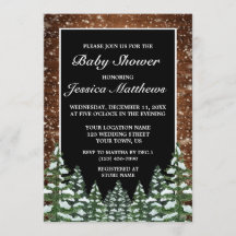 Black Snowy Wood & Forest Gräs Baby Shower