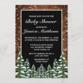 Black Snowy Wood & Forest Gräs Baby Shower Inbjudningar