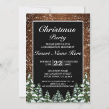 Black Snowy Wood Forest Gräs God jul Party