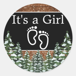 Black Snowy Wood & Forest Gräs IT ÄR ETT GIRL Runt Klistermärke