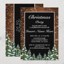 Black Snowy Wood & Forest Gräs jul Party