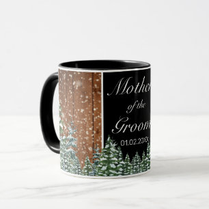 Black Snowy Wood & Forest Gräs Parent Bröllop Mugg