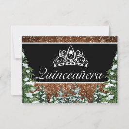 Black Snowy Wood & Forest Gräs Tiara Qinceanera OSA Kort