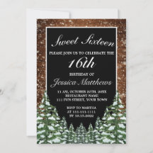 Black Snowy Wood & Forest Gräs Tiara Sweet 16
