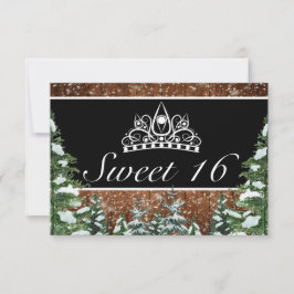 Black Snowy Wood & Forest Gräs Tiara Sweet 16 OSA Kort