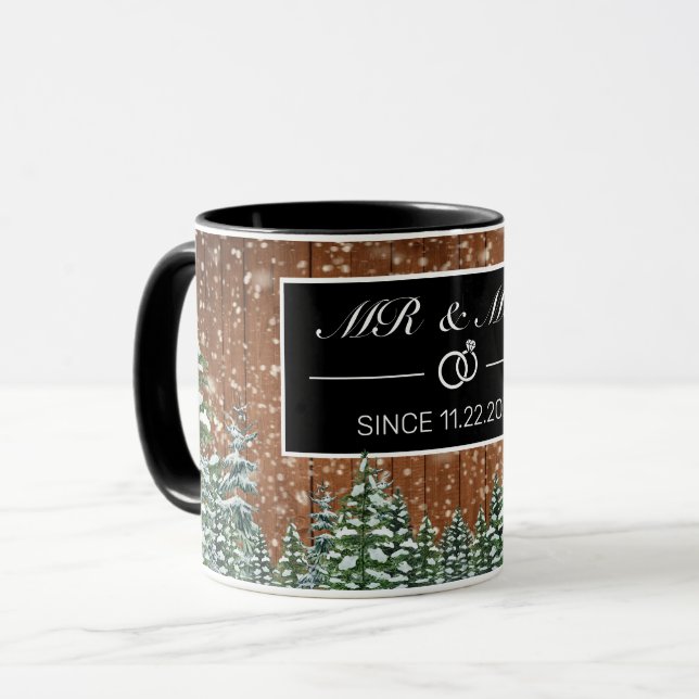 Black Snowy Wood & Forest Mr. och Mrs. Anniury Mugg (Framsida vänster)