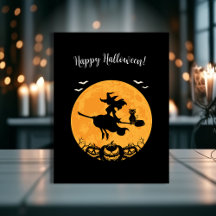 Black Snyggt Halloween Witch & Pumpkin Print