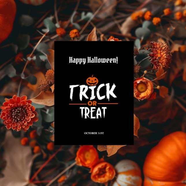 Black Snyggt Happy halloween Vykort (Black Stylish Happy Halloween Postcard)