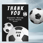 Black Soccball Sports Tack för din träning<br><div class="desc">Svart fotboll - sport - tack för ditt träningskort. Tack för träningskortet med namn,  team namn,  år,  spelarens namn och nummer. Underbart tack för att du fick kortet för fotbollslaget tränare!</div>