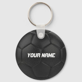 Black Soccer Ball Personlig Namn Nyckelring