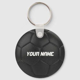 Black Soccer Ball Personlig Namn Nyckelring