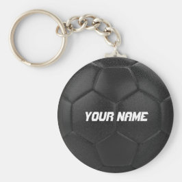 Black Soccer Ball Personlig Namn Nyckelring