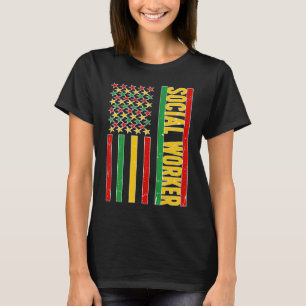 Black Social Worker US Flagga African American Soc T Shirt
