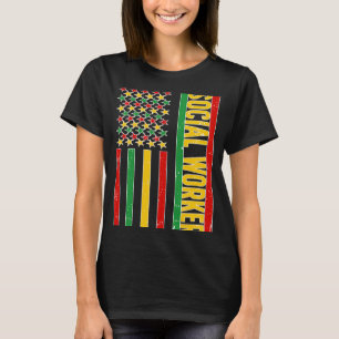 Black Social Worker US Flagga African American Soc T Shirt