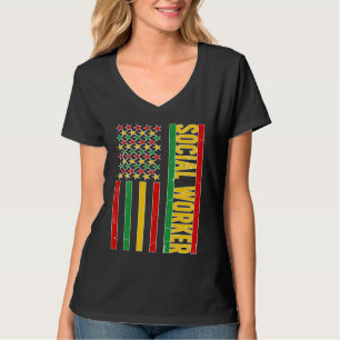 Black Social Worker US Flagga African American Soc T Shirt