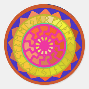 Black Sol Mandala Round Sticker Runt Klistermärke
