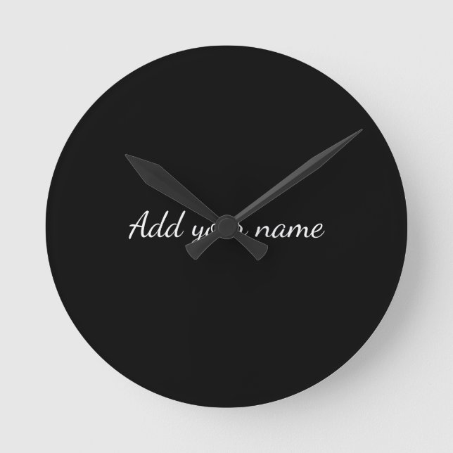 Black solid add name text message here throw pillo rund klocka (Framsida)