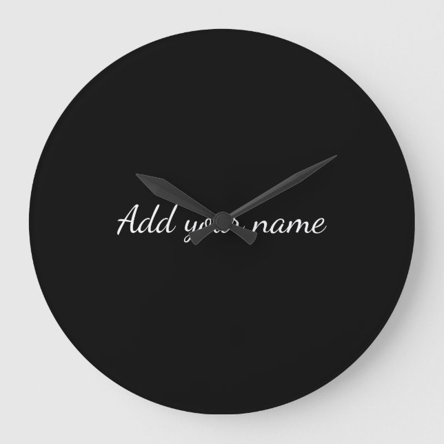 Black solid add name text message here throw pillo stor klocka (Framsida)