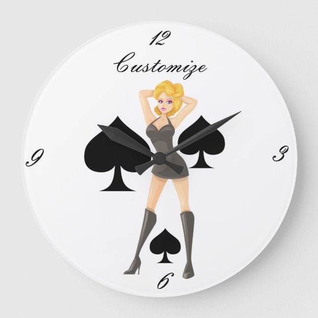 Black Spades Blonde Queen Thunder_Cove Stor Klocka (Framsida)