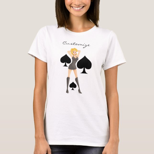 Black Spades Blonde Queen Thunder_Cove T Shirt (Framsida)