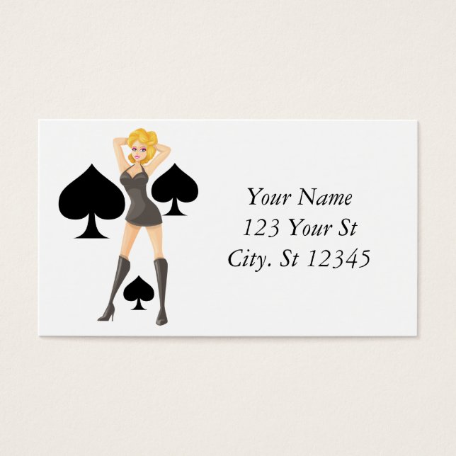 Black Spades Blonde Queen Thunder_Cove Visitkort (Framsidan)