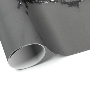 Black Spark Graphite Glitter Marble Stone Lux Gråt Presentpapper