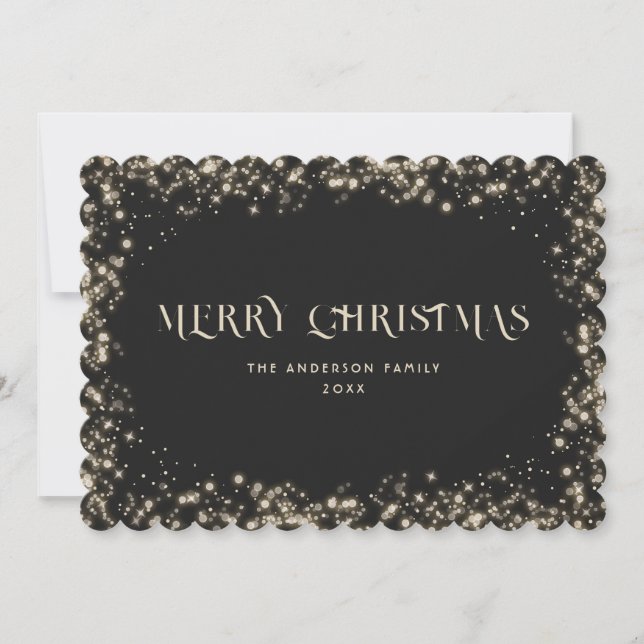 Black Sparkly Snowy God jul Card Julkort (Framsida)