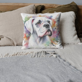 Bläck-Spattered Boxer Hund Joy ❤ Kudde