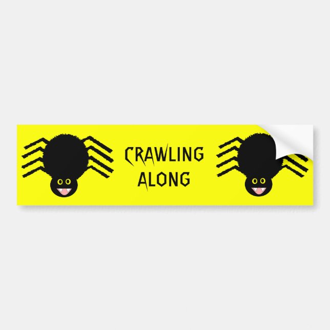Black Spider CRAWLING ALONG Bumper Sticker Bildekal (Framsidan)