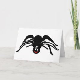 Black Spider Funny Tecknad Halloween Kort