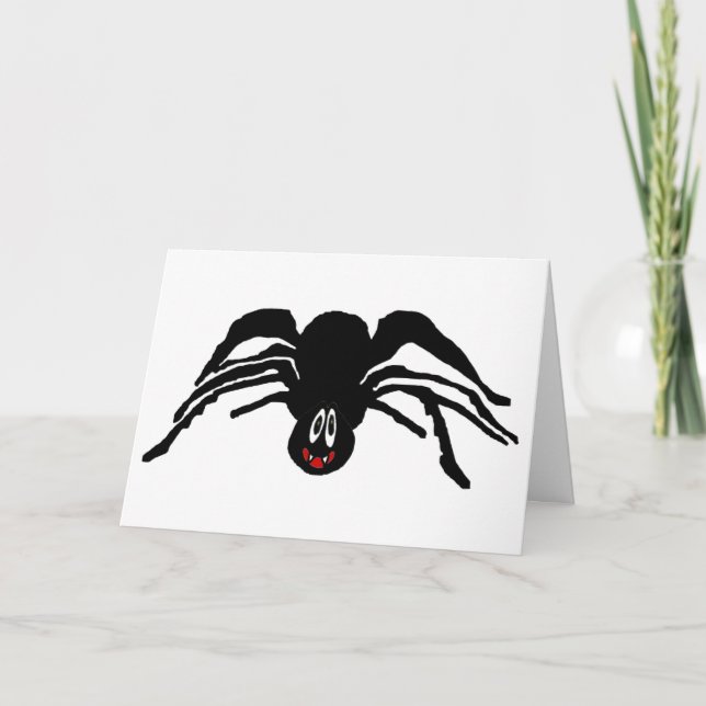 Black Spider Funny Tecknad Halloween Kort (Framsida)