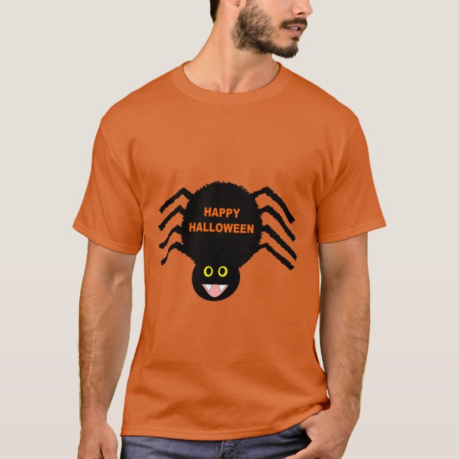 Black Spider Halloween T Shirt (Framsida)