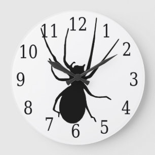 Black Spider Round Clock Stor Klocka