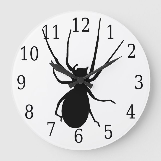 Black Spider Round Clock Stor Klocka (Framsida)