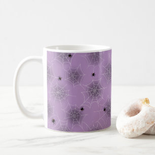Black Spider White Webben Lila Halloween Mugg