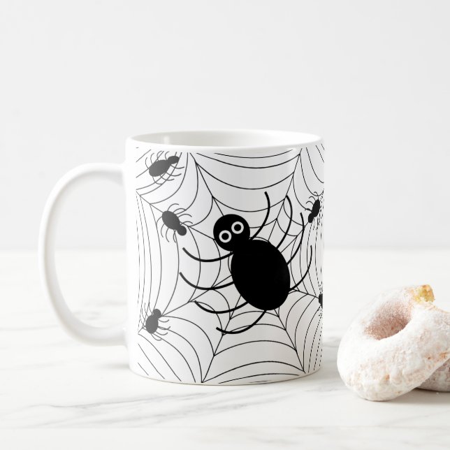 Black Spindelnät Halloween Decor Kaffemugg (Med munk)