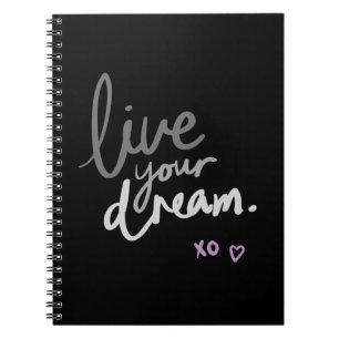 Black Spiral Notebook - "LiveYourDream". Journal Anteckningsbok