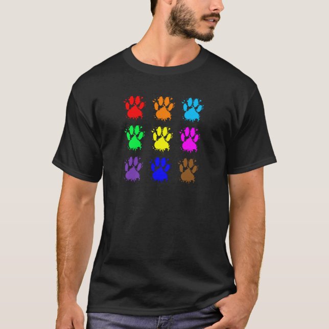 Bläck Splatter Hund Tass Mönster Tee Shirt (Framsida)