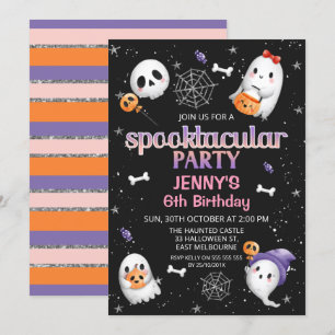 Black Spöken Halloween Spooktacular Party Birthday Inbjudningar