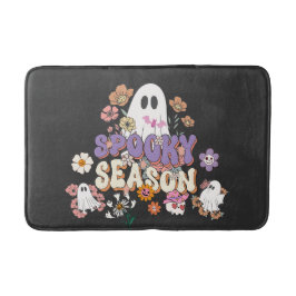 Black Spooktacular Cute Ghost Halloween Bath Mat Badrumsmatta