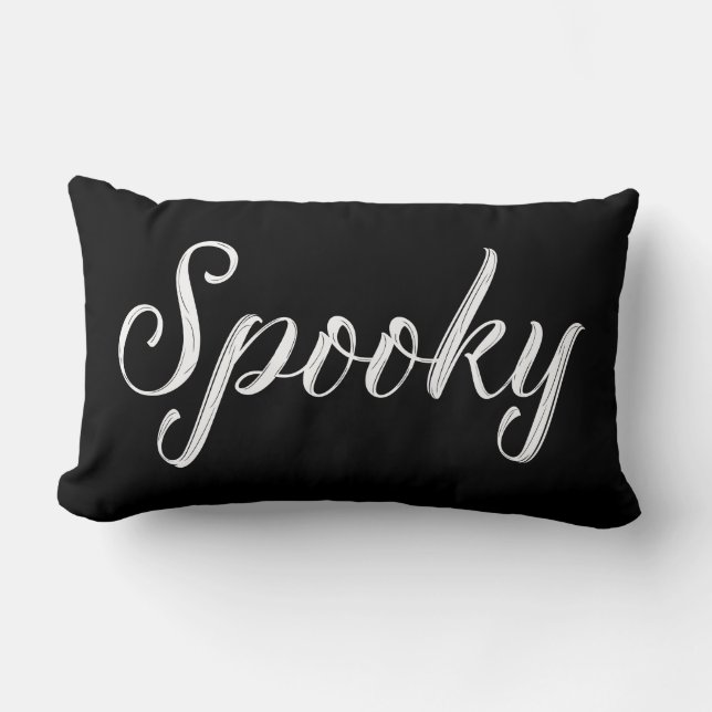 Black Spooky Halloween Pillow Lumbarkudde (Framsida)
